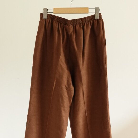 Alfred Dunner Women's Brown Drawstring Pants with Beaded Hem Detail - Picture 2 of 7